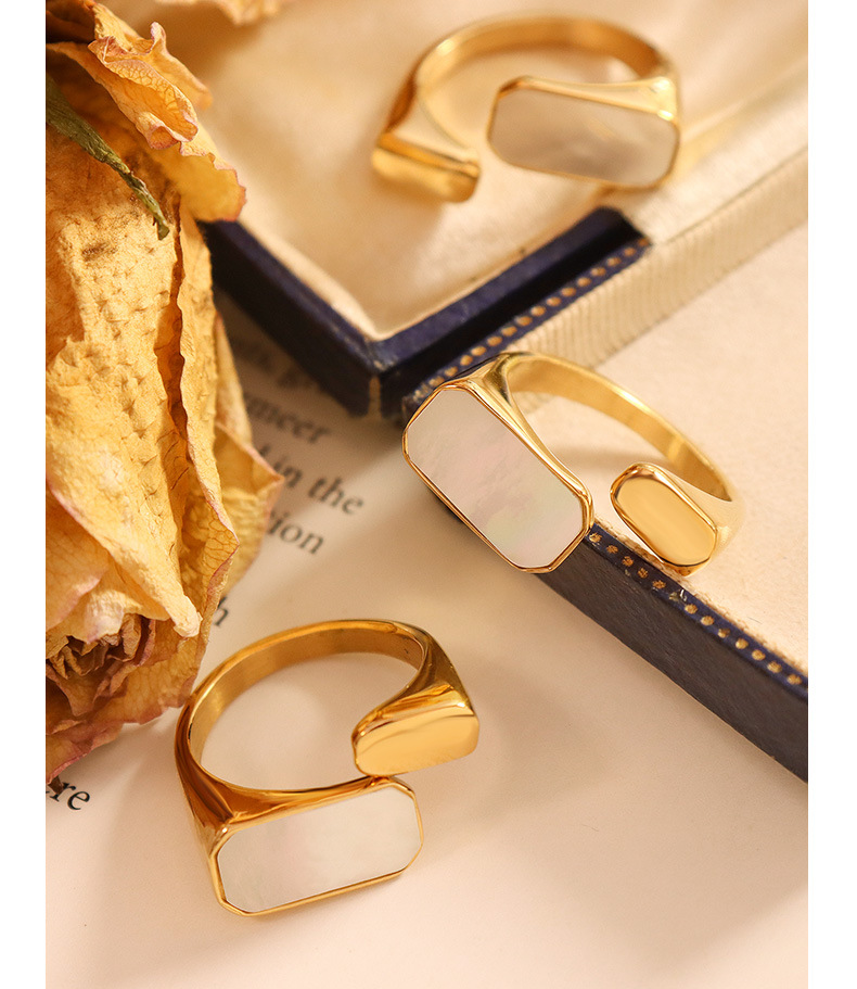 White Seashell Asymmetric Open Ring