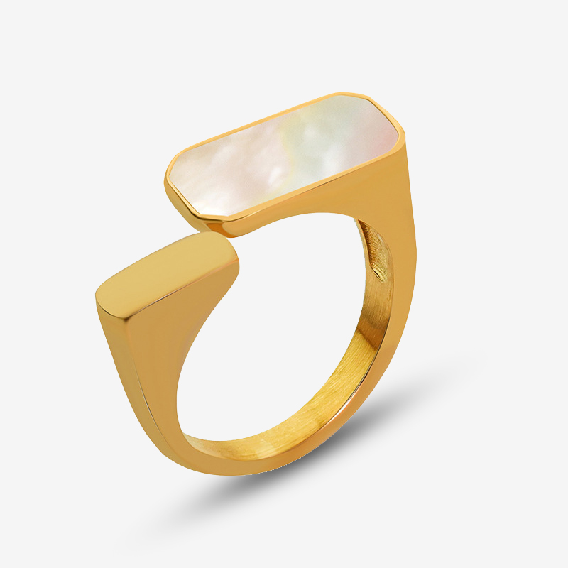 White Seashell Asymmetric Open Ring