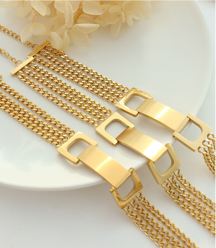 限时促销价-Hardcore Metal Splicing Three Layer Skinny Chain Bracelet