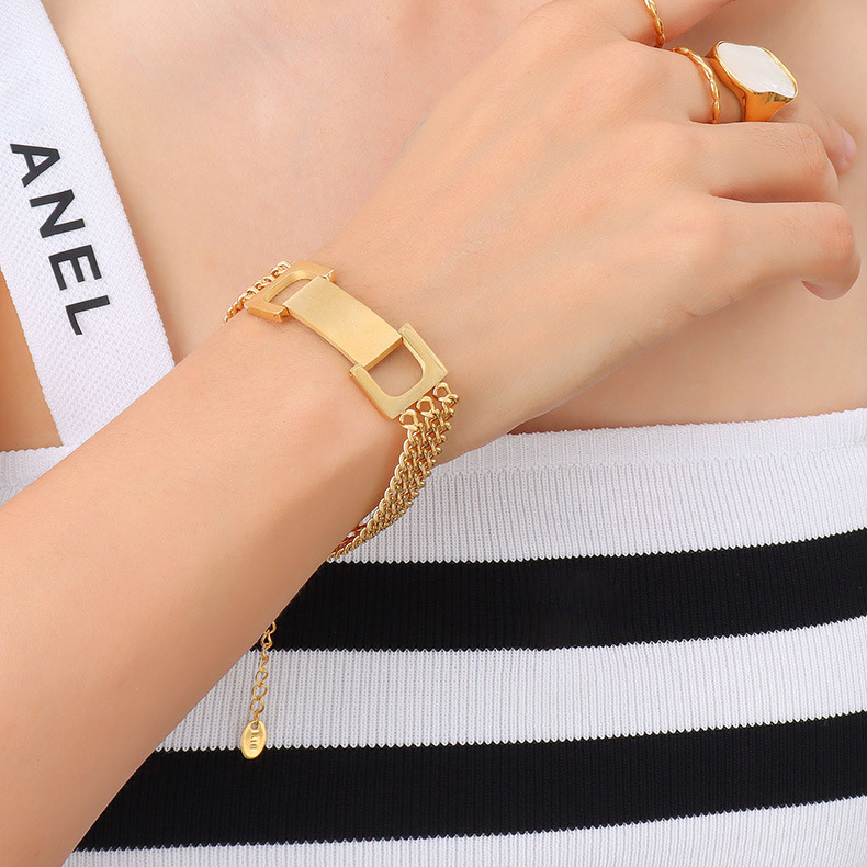限时促销价-Hardcore Metal Splicing Three Layer Skinny Chain Bracelet
